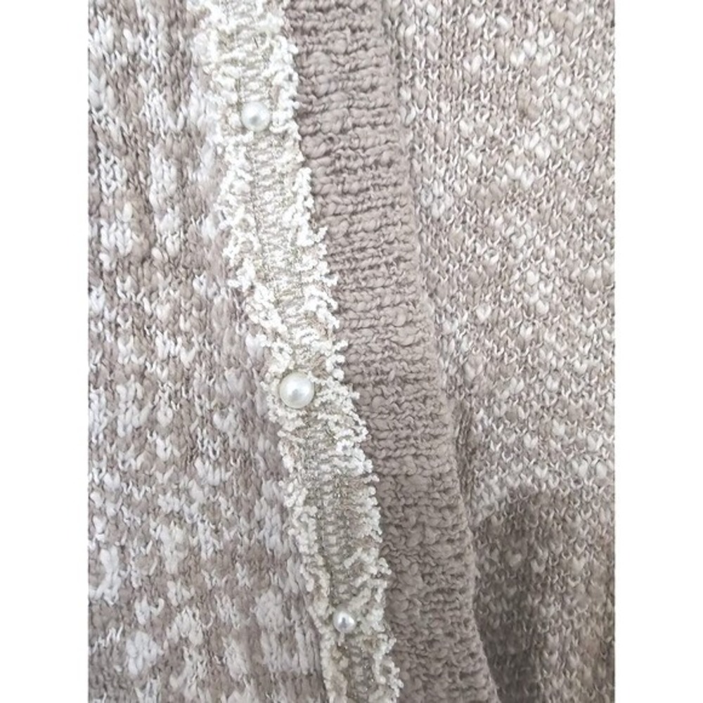 Chicos Sweater‎ Sz Lg Novelty Yarn Detail Cardigan Taupe Heather Neutral - Picture 7 of 10